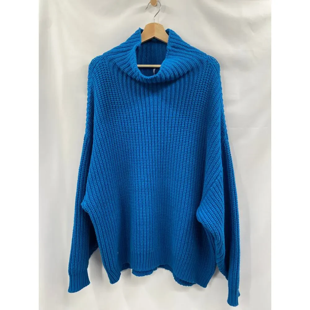 Free People L royal blue swim too deep sweater